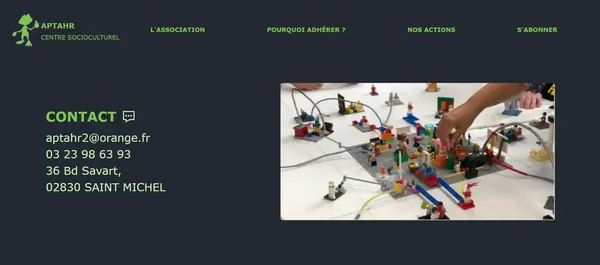 Accueil du site du Centre socioculturel APTAHR : navigation claire, visuels accessibles