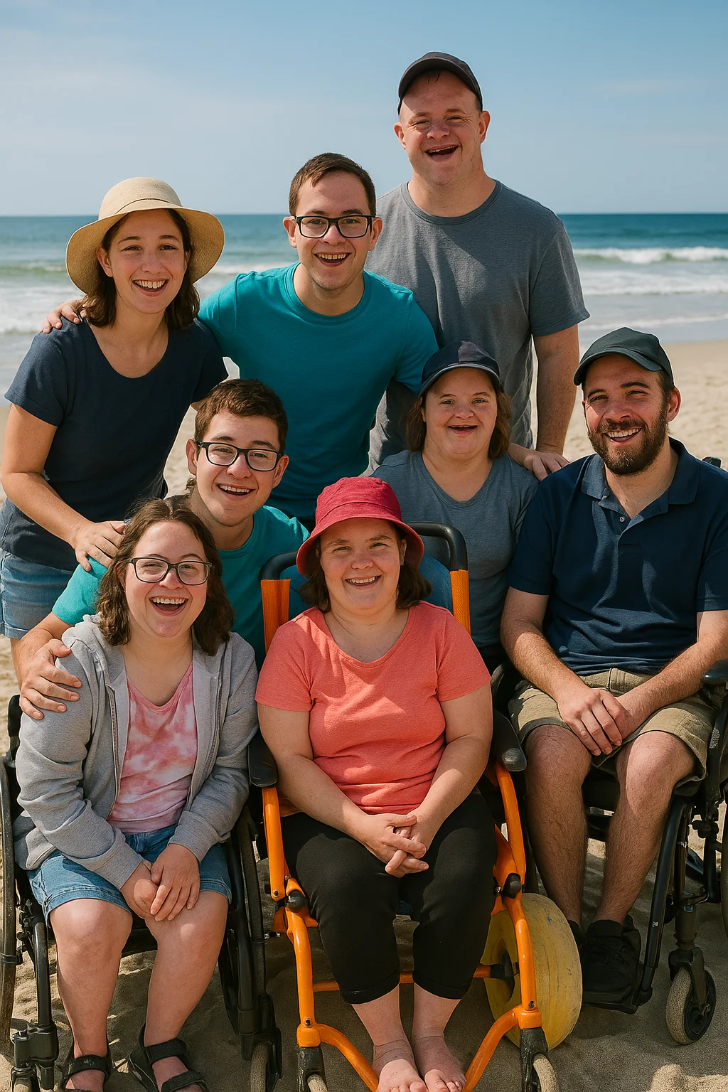 Groupe de résidents en vacances à la plage
